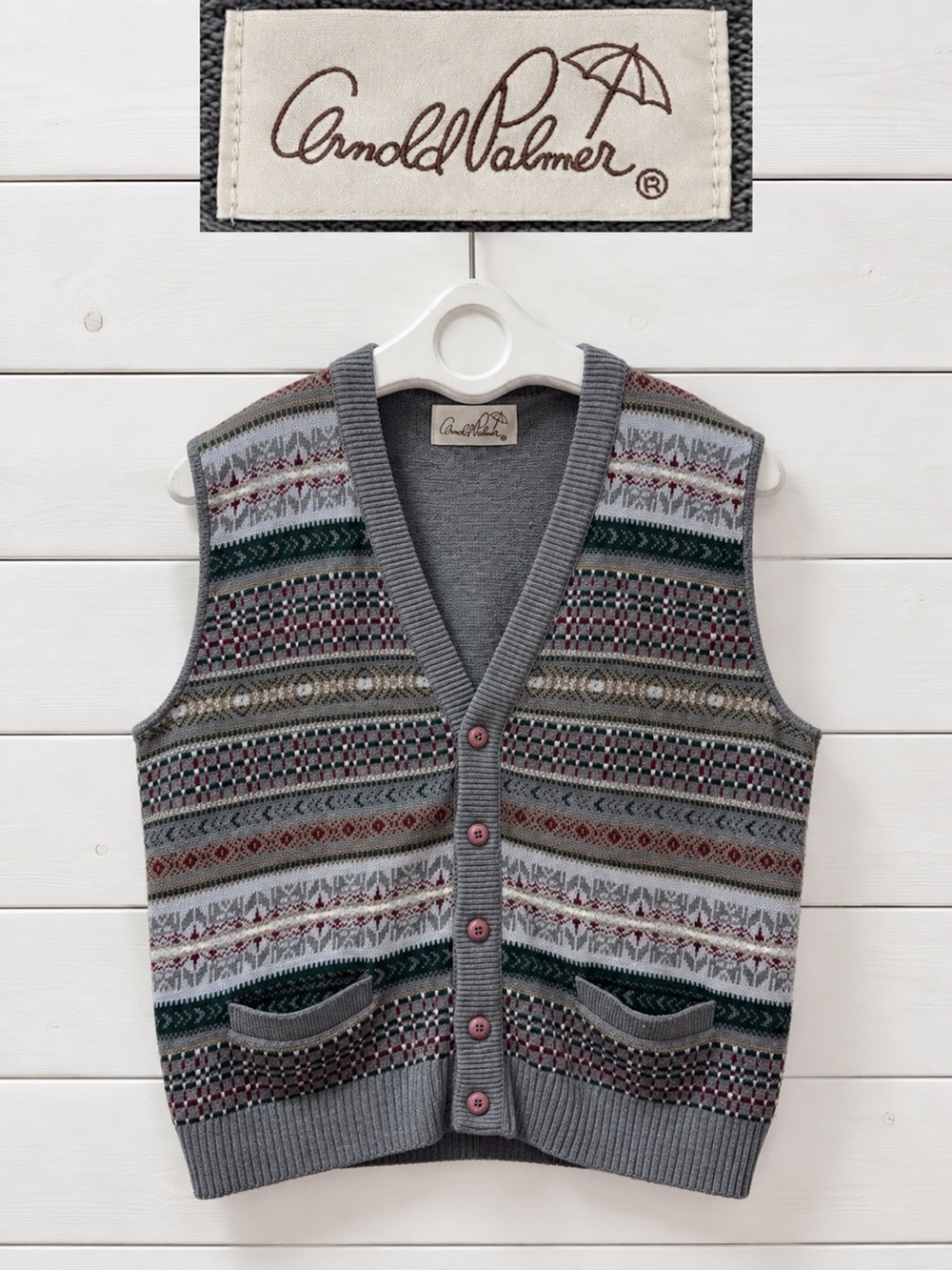 Arnold Palmer Vintage Fair Isle Sweater Vest – Unisex Est. L